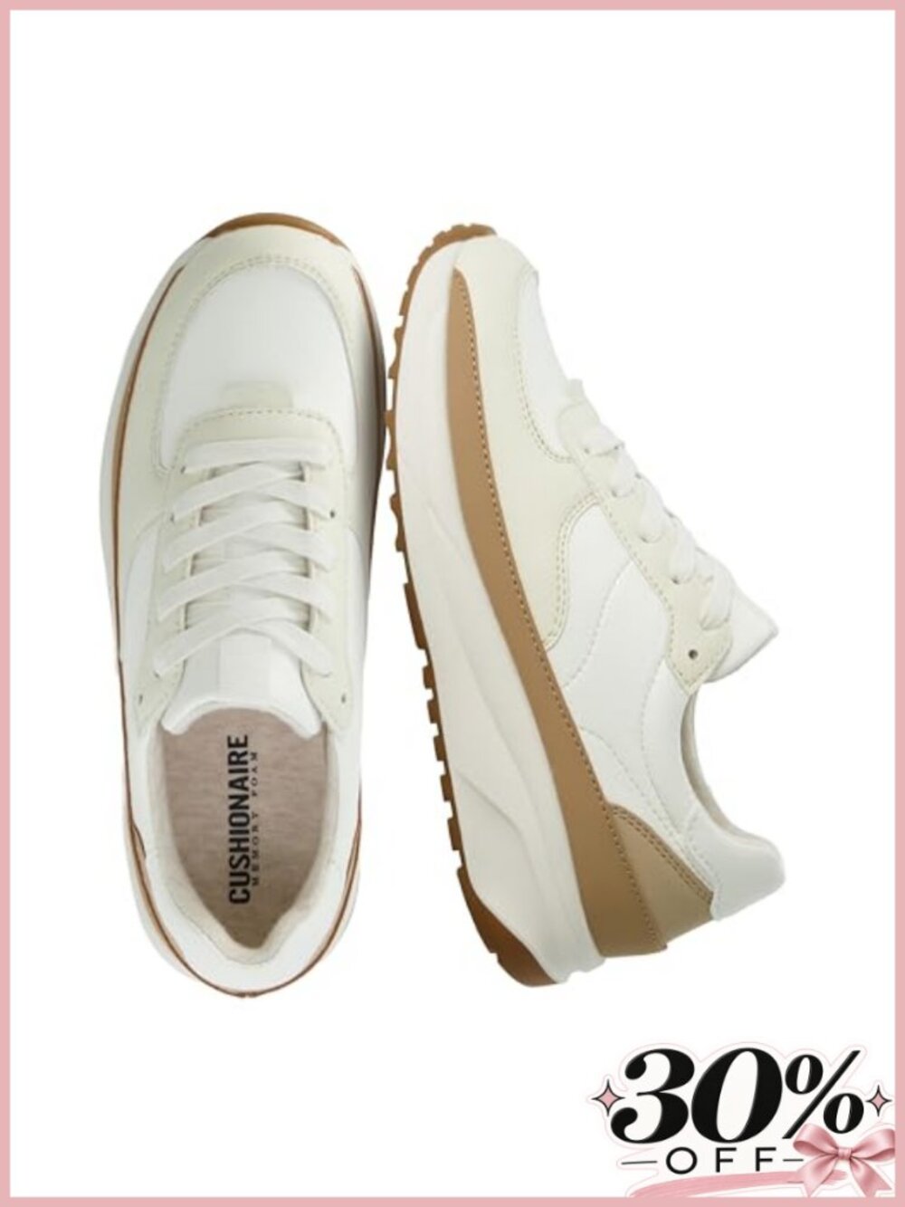 Platform Sneakers Memory Foam Cushioned Lace-Up Casual Tennis Shoes